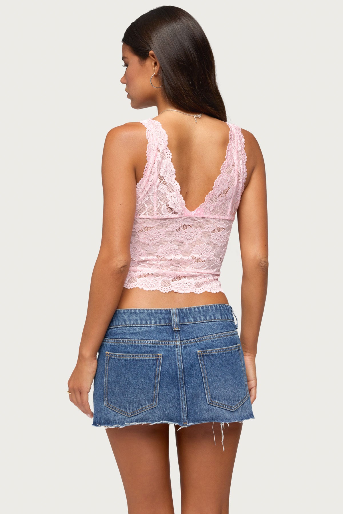 Vanya Sheer Lace V Neck Top