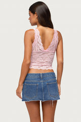 Vanya Sheer Lace V Neck Top