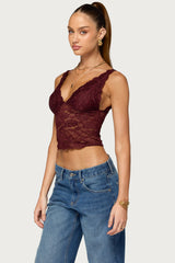 Vanya Sheer Lace V Neck Top