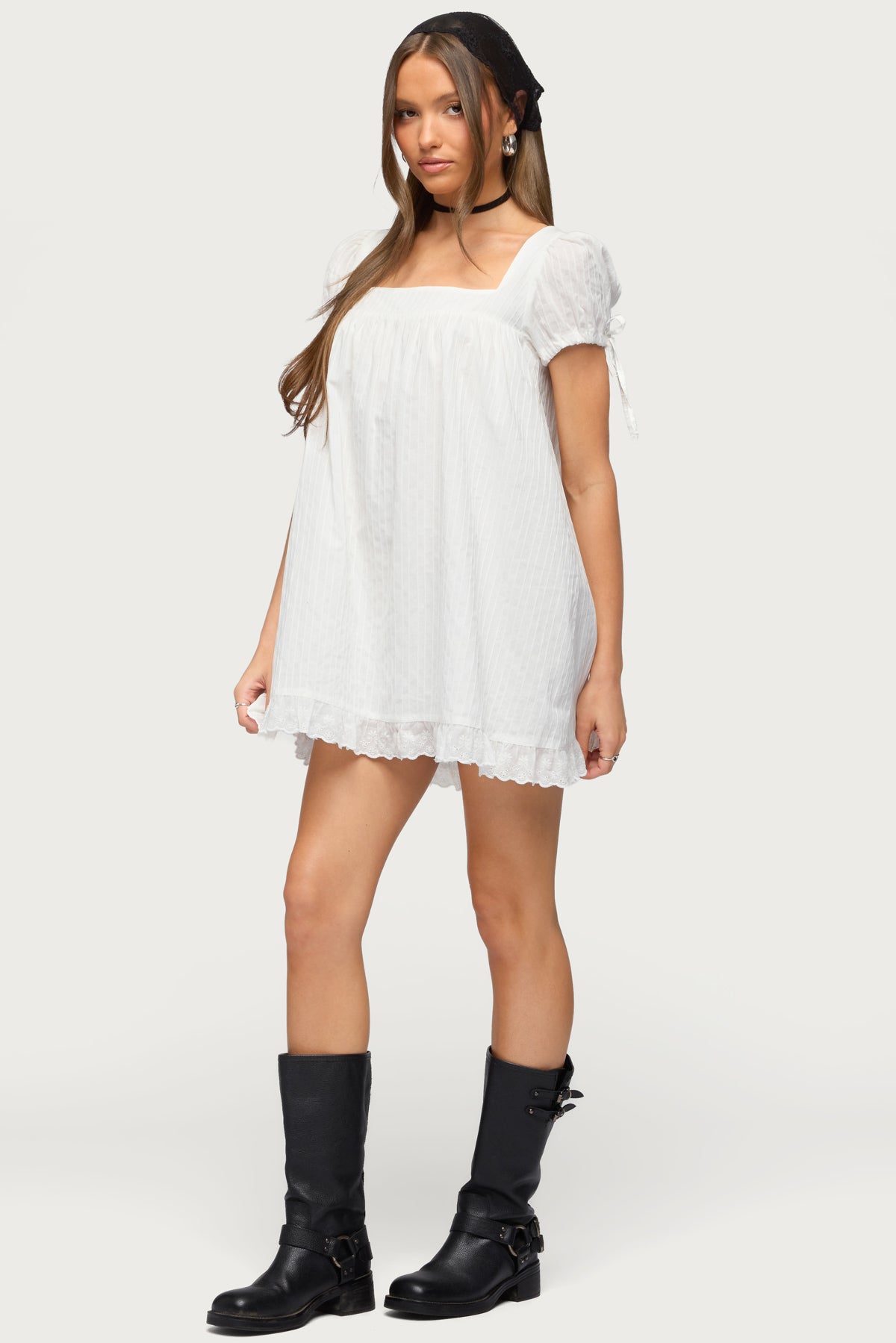 Sepid Striped Cotton Mini Dress