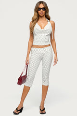 Eloisa Polka Dot Foldover Capri Pants