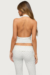 Eloisa Polka Dot Buckle Halter Top