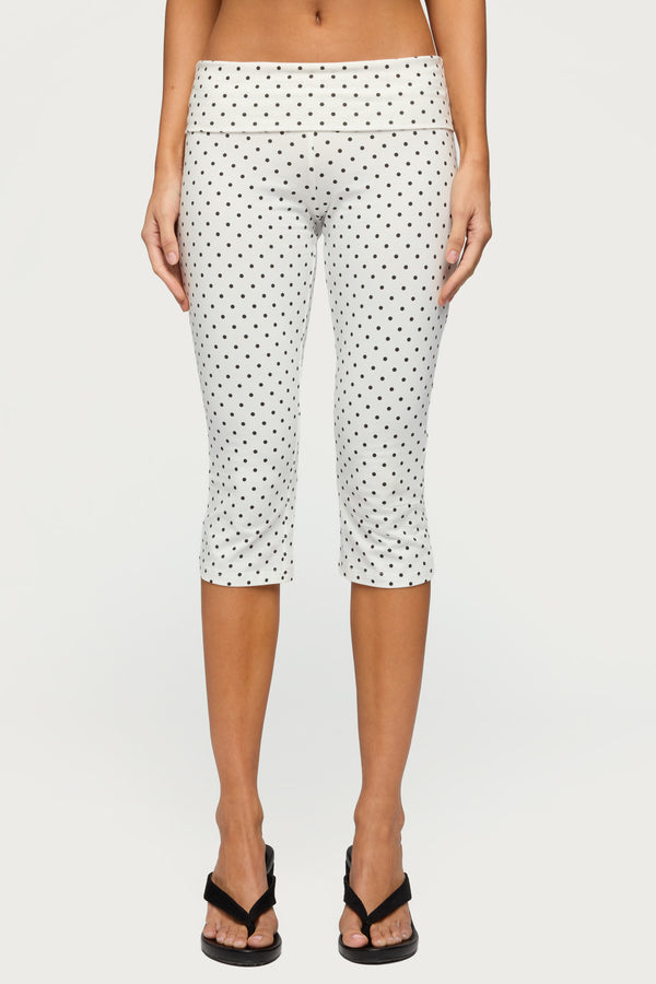 Eloisa Polka Dot Foldover Capri Pants