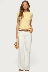 Wilmer Button Up Short Sleeve Knit Top