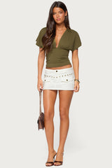 Flutter Plunging V Neck Top