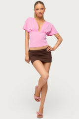 Flutter Plunging V Neck Top