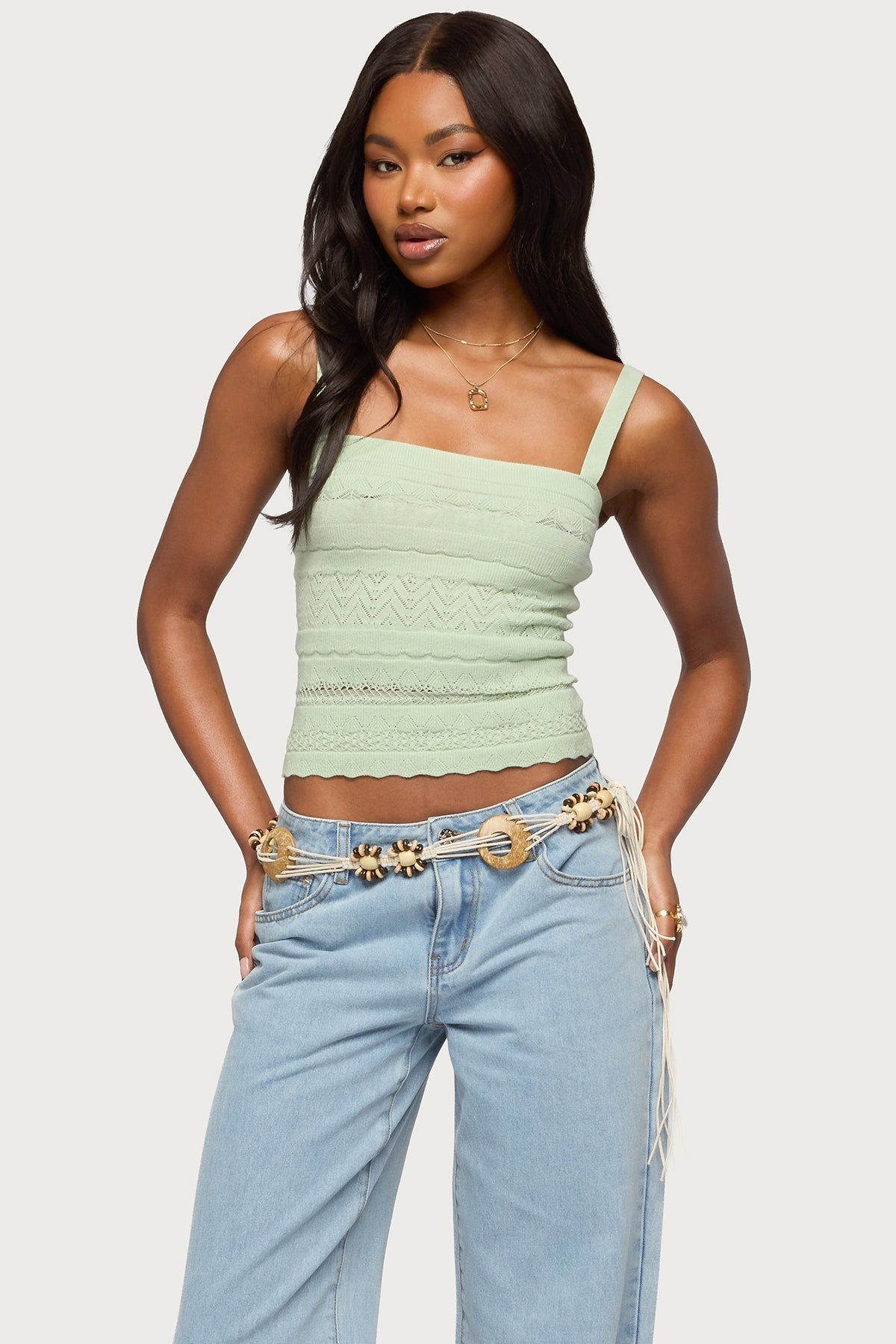ë BIOTOP Knit tank top 1 Naia Pointelle Knit Tank Top – edikted