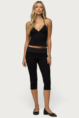 Genni Polka Dot Foldover Capri Pants