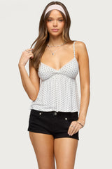 Belen Polka Dot Lacey Babydoll Top