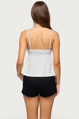 Belen Polka Dot Lacey Babydoll Top