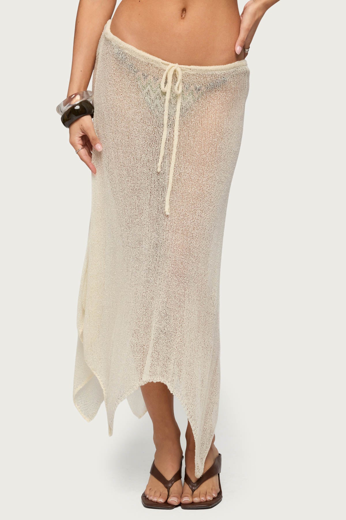 Isla Handkerchief Sheer Knit Midi Skirt – edikted