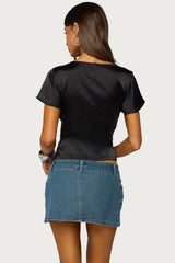 Aurora Satin Effect Ruffle Top