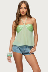 Kitty Sequin Chiffon Halter Top