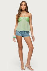 Kitty Sequin Chiffon Halter Top