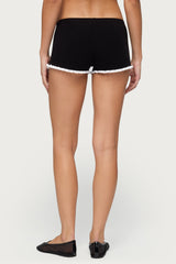 Saffra Contrast Ruffle Knit Shorts