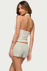 Loxley Stretchy Woven Plunge Halter Top