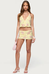 Mena Beaded Floral Backless Top