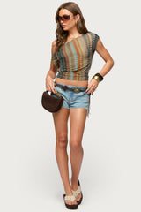 Taniya Off Shoulder Zigzag Knit Top