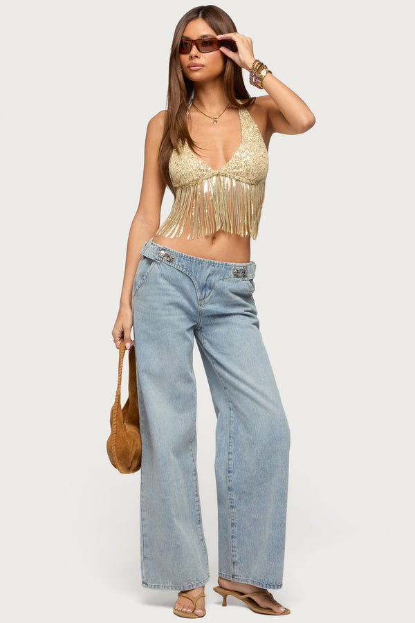 Azura Sequin Fringe Bra Top