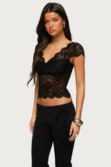 Elza Scalloped Sheer Lace Top