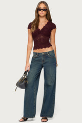 Elza Scalloped Sheer Lace Top