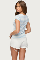 Layered Lacey Striped T Shirt