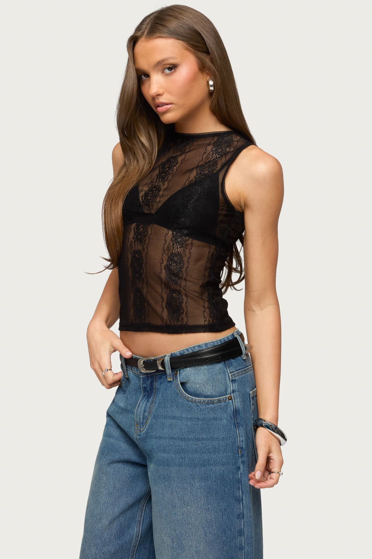 Ephie Sheer Lace Tank Top