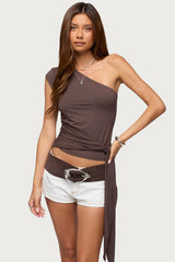 Melisa Tie Waist One Shoulder Top