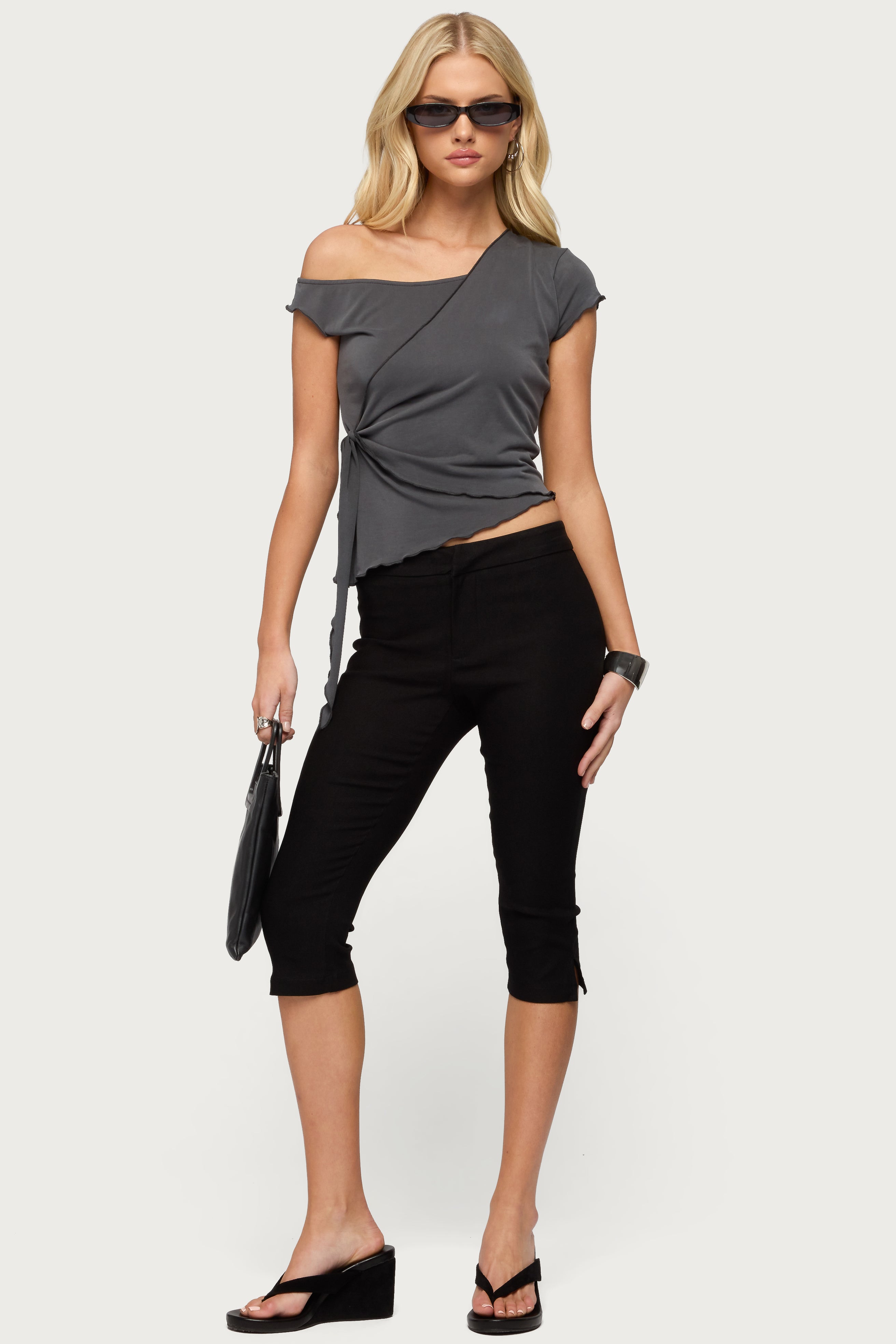 Asymmetric Off Shoulder Wrap Top – edikted