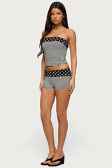 Presley Stripe & Polka Dot Foldover Shorts