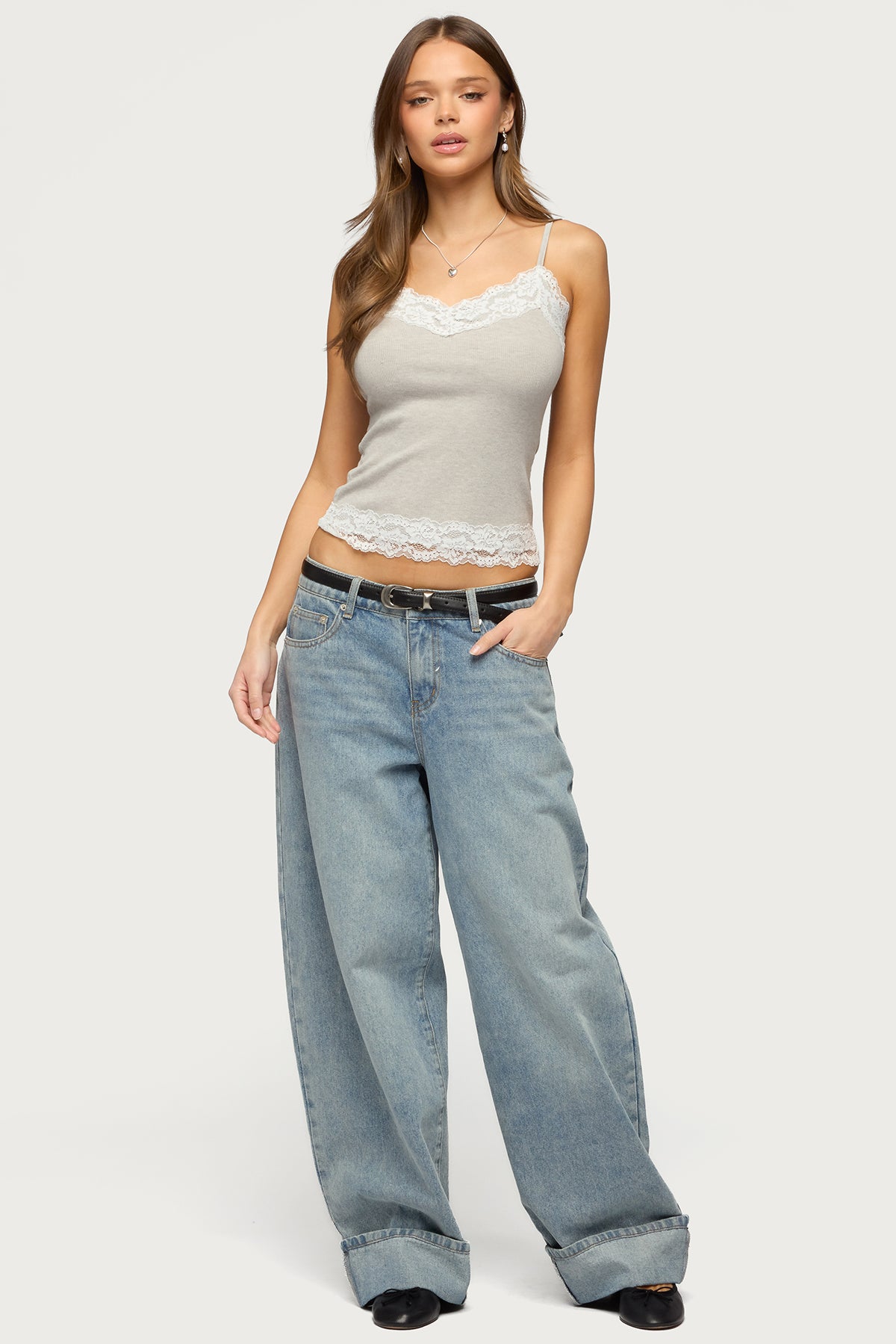 Vieve Contrast Lacey Tank Top