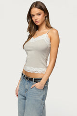 Vieve Contrast Lacey Tank Top