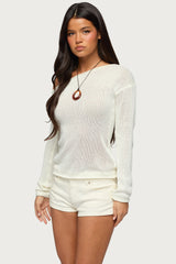Violete Off Shoulder Sheer Sweater