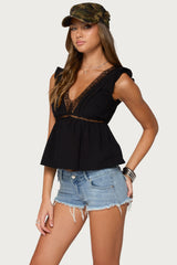 Meadow Linen Look Lacey Top