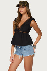 Meadow Linen Look Lacey Top