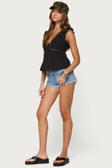 Meadow Linen Look Lacey Top