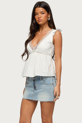 Meadow Linen Look Lacey Top