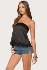 Netta Lacey Strapless Satin Effect Top