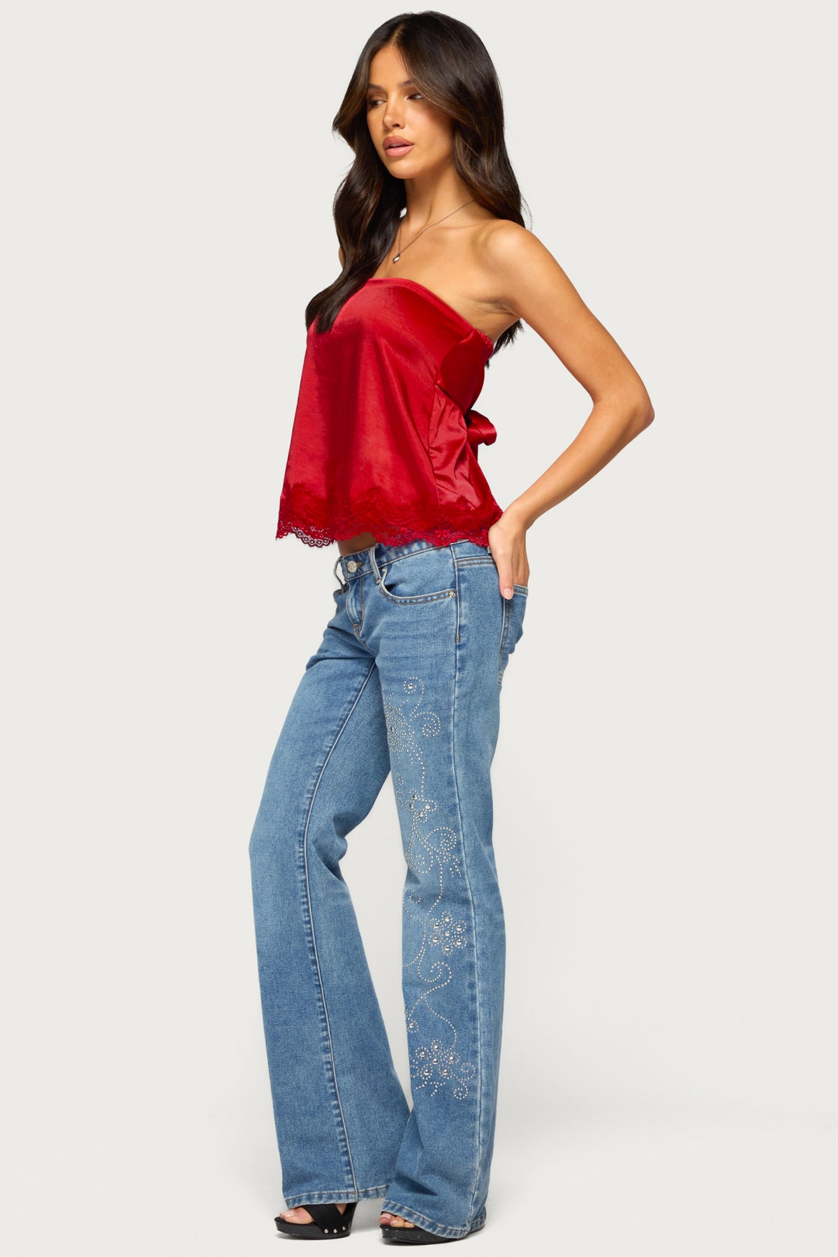 Netta Lacey Strapless Satin Effect Top