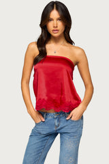 Netta Lacey Strapless Satin Effect Top