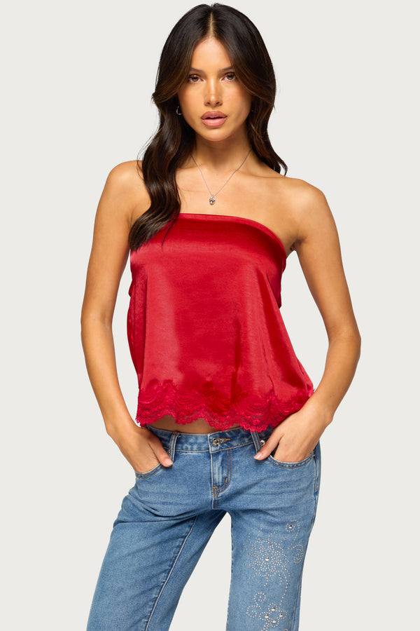 Netta Lacey Strapless Satin Effect Top view 1