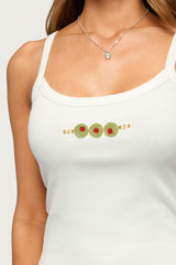 Martini Girl Bead Ribbed Tank Top