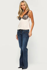 Vikkey Lacey Satin Effect Tank Top