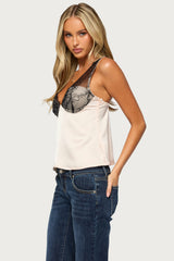 Vikkey Lacey Satin Effect Tank Top