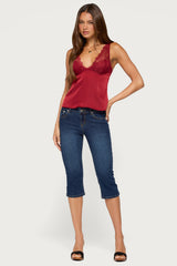 Vikkey Lacey Satin Effect Tank Top