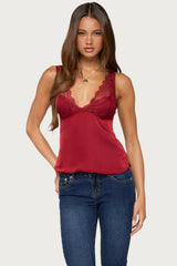 Vikkey Lacey Satin Effect Tank Top