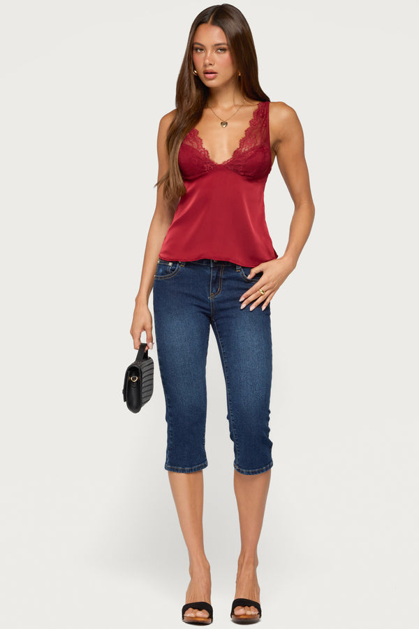 Vikkey Lacey Satin Effect Tank Top