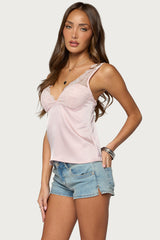 Vikkey Lacey Satin Effect Tank Top