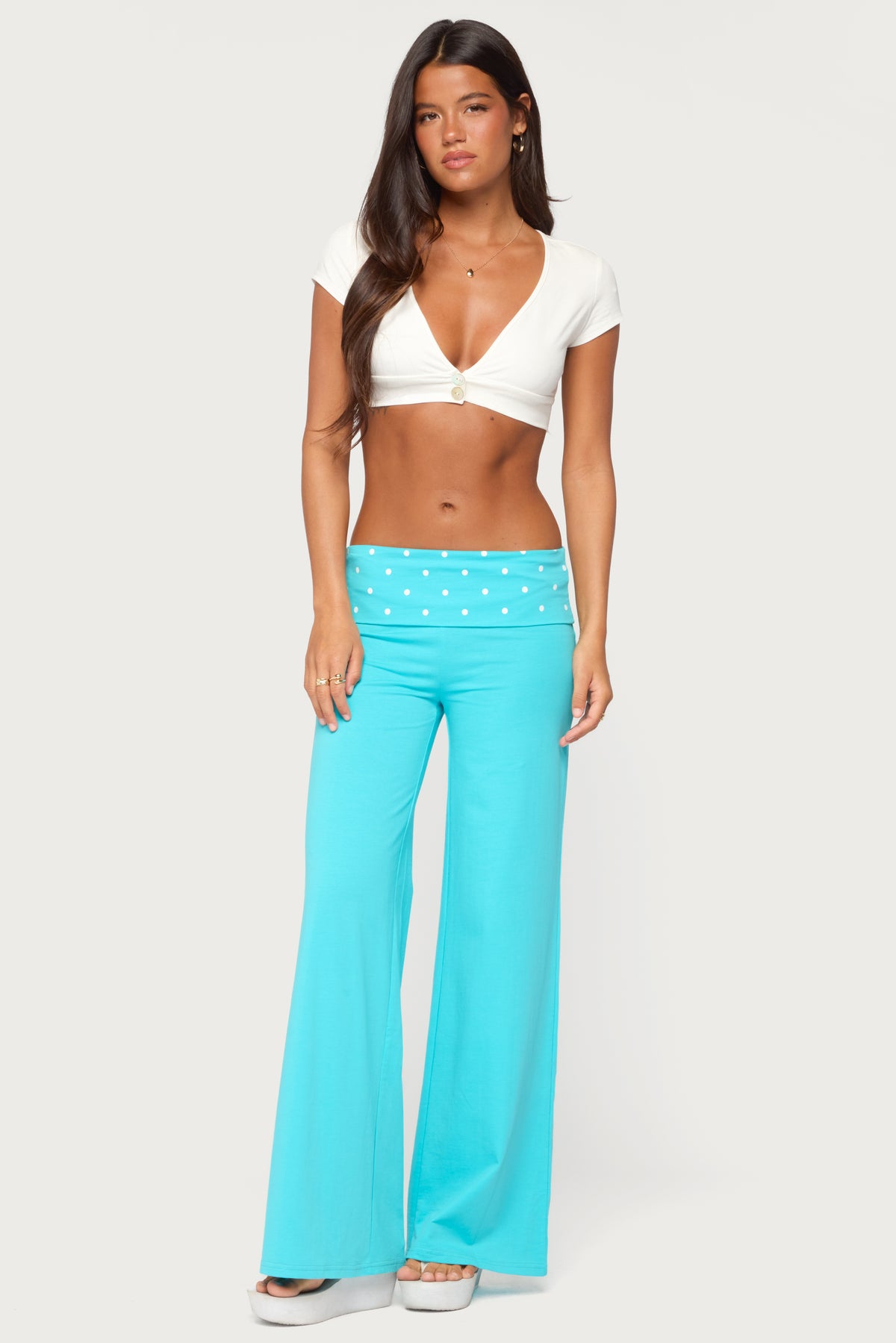 Reeva Polka Dot Foldover Pants