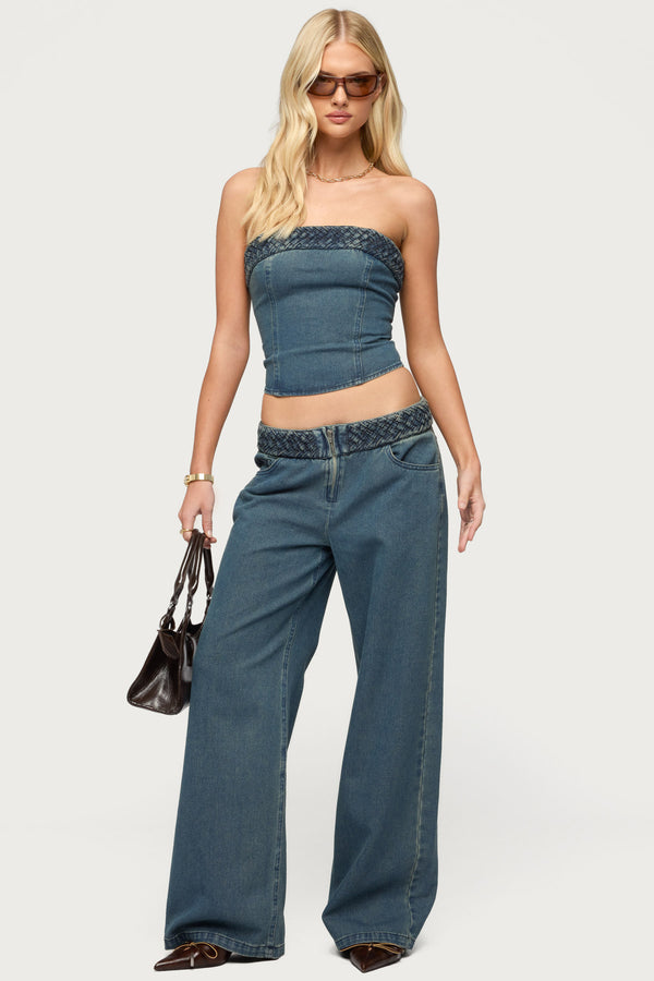 Braidey Strapless Denim Top